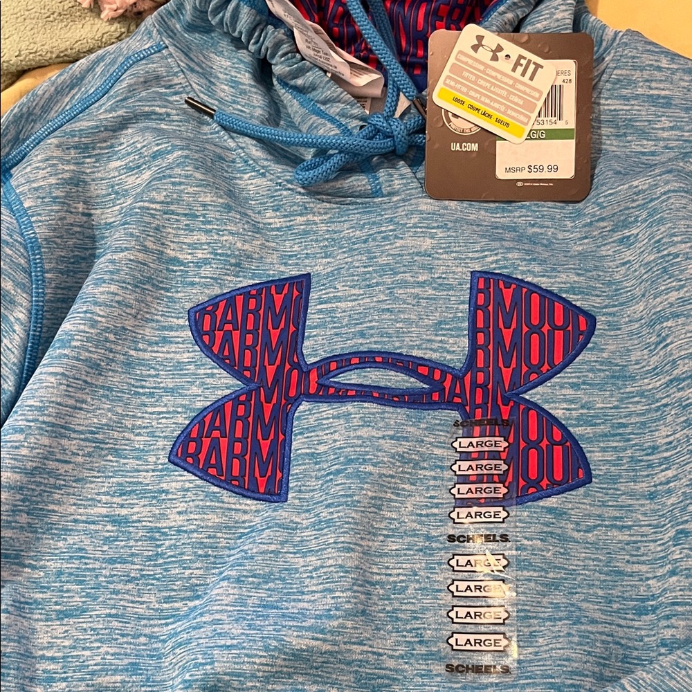 Under Armour Light Blue Hoodie with Red Accents